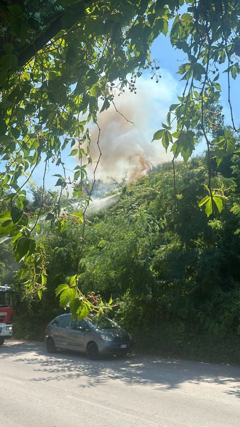 Incendio sul costone ferroviario a Rio Vivo