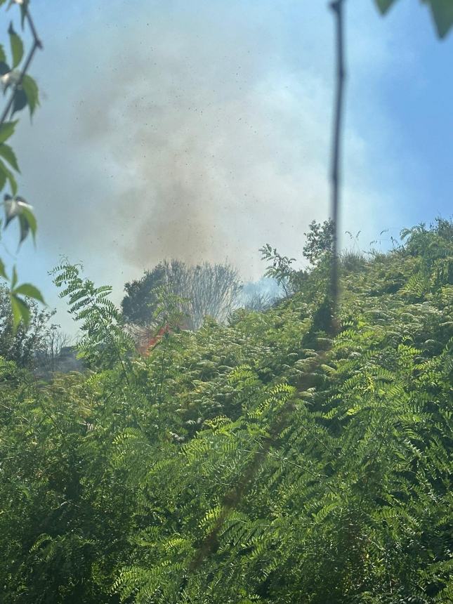 Incendio sul costone ferroviario a Rio Vivo