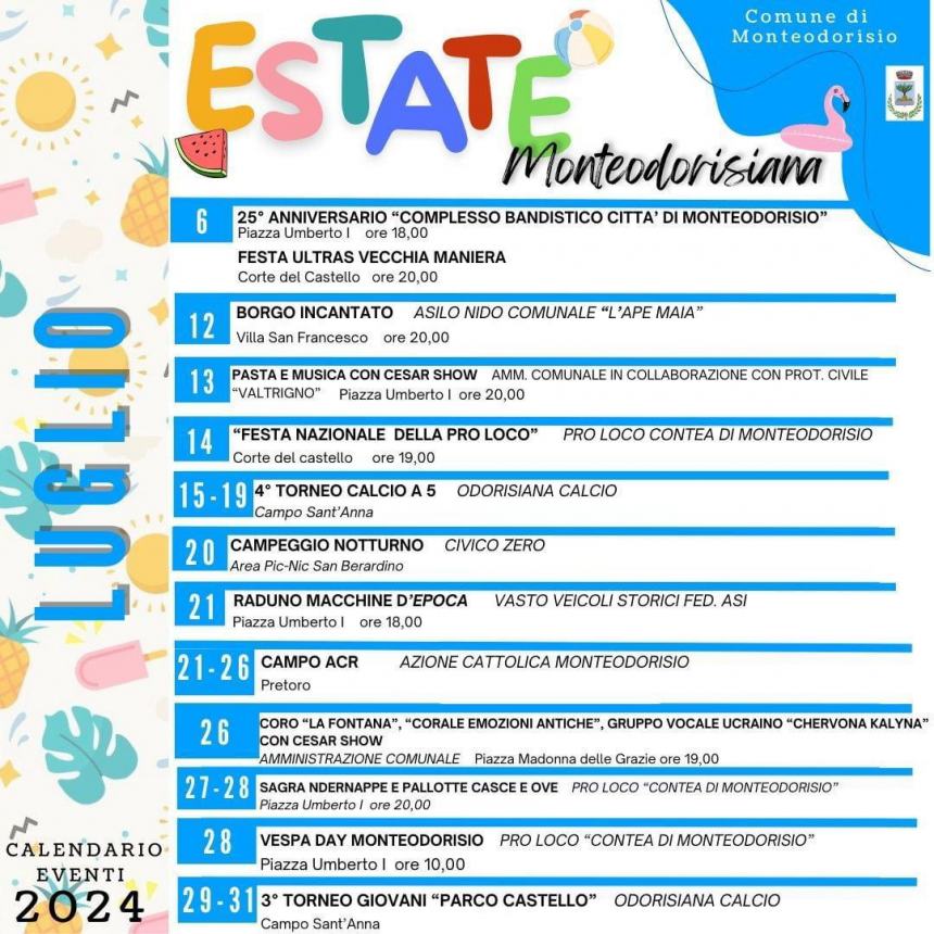 Estate a Monteodorisio, ecco il calendario: musica, sport e ottimo cibo