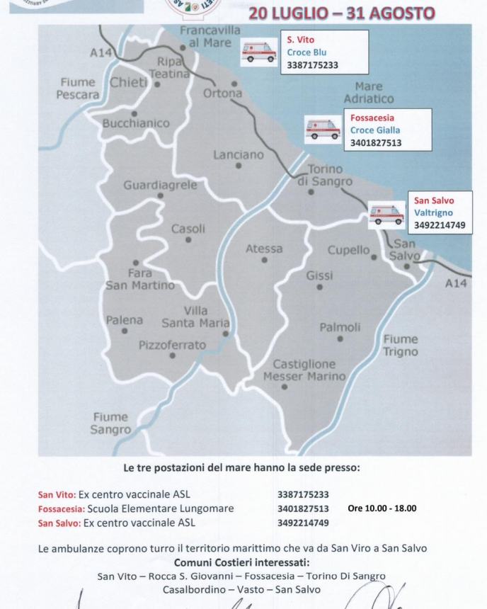 A Fossacesia operativa la Guardia Medica Turistica sul lungomare