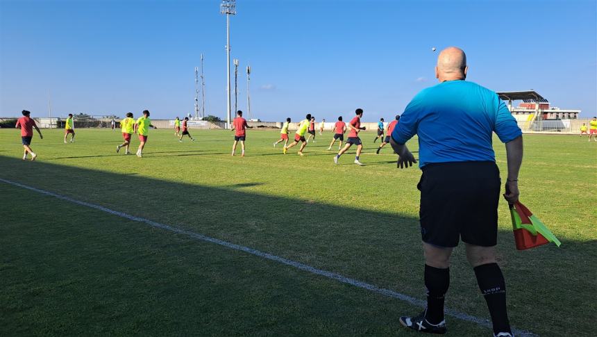 L'allenamento congiunto allo stadio Cannarsa Termoli 1920-Montenero calcio