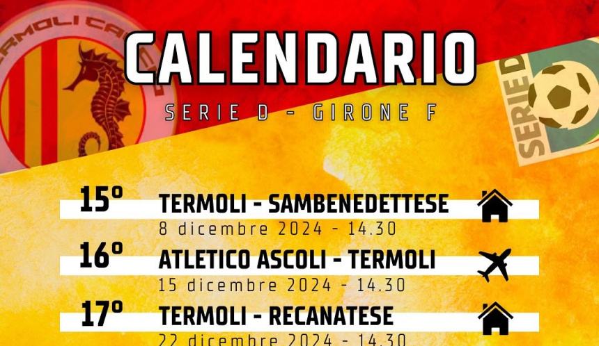 Serie D: il Termoli calcio debutta a Notaresco l'otto settembre 