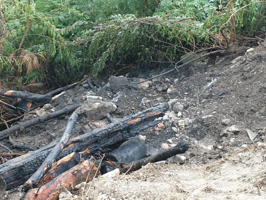 Fiamme sul costone tra via Rio Vivo e viale Marinai d'Italia 