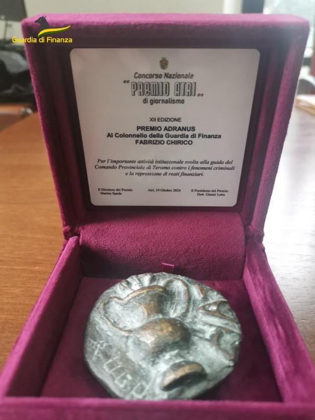 “Premio Adranus” al Colonnello della Guardia di finanza Fabrizio Chirico