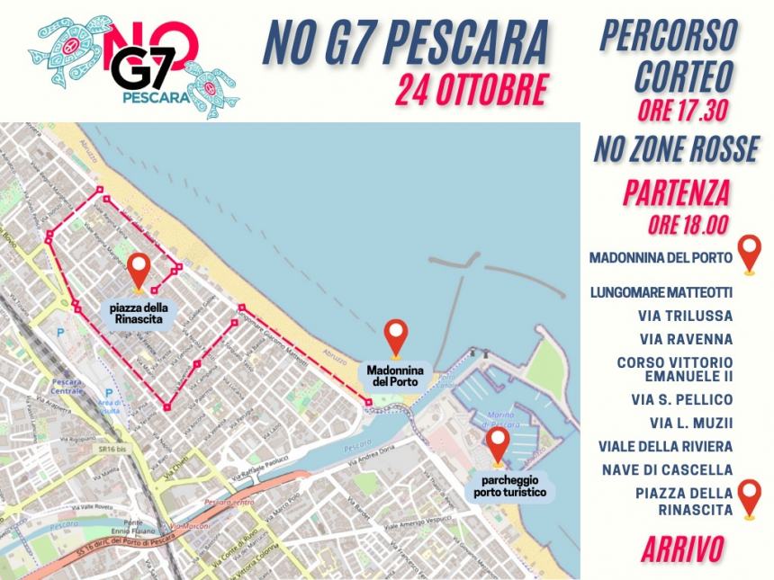 “Soldi per la sanità non per le guerre”, a Pescara corteo per dire no al G7 