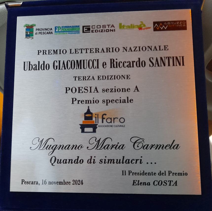 Maria Carmela Mugnano conquista il Premio speciale al concorso nazionale di Pescara