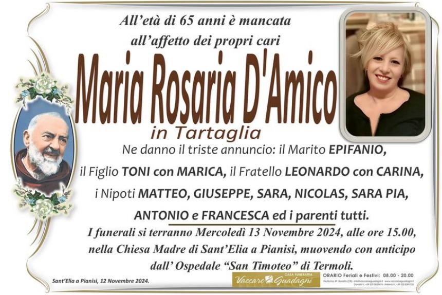 I funerali di Maria Rosaria D'Amico a Sant'Elia a Pianisi