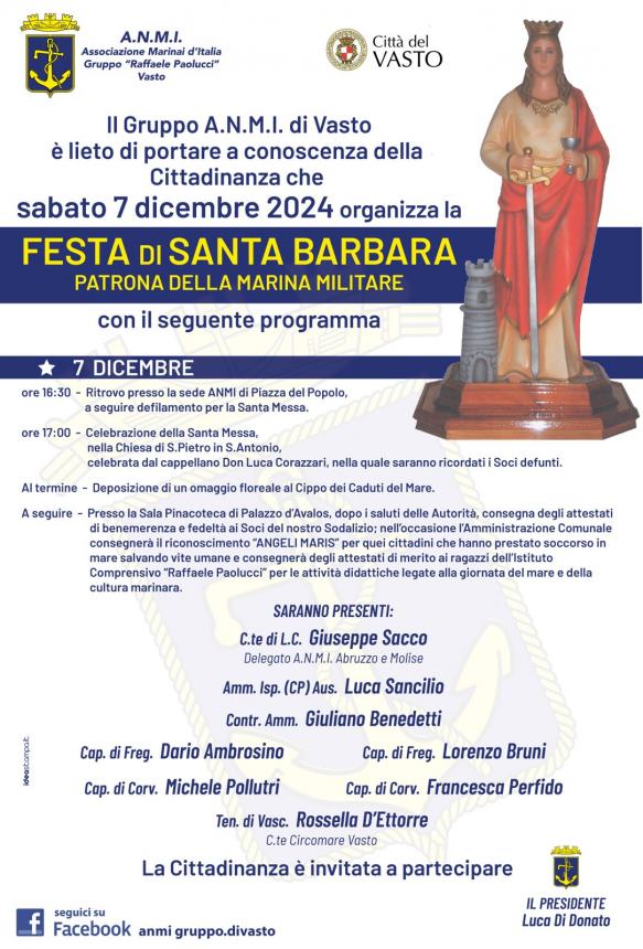 L'Anmi di Vasto pronta a festeggiare Santa Barbara  