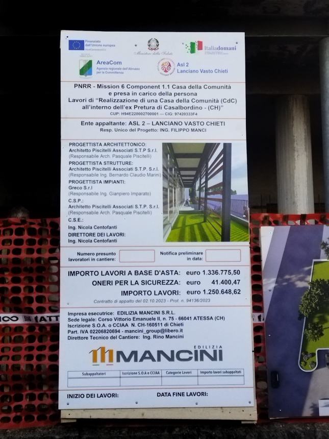 Casa di comunità a Casalbordino, al via i lavori: “Traguardo importante per la medicina del territorio”