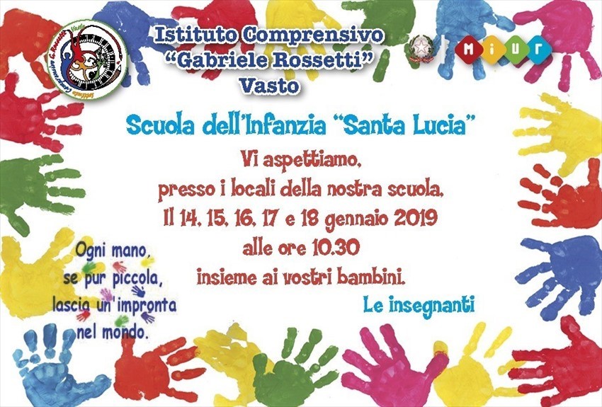 Il 10 gennaio open day alla scuola "Santa Lucia"