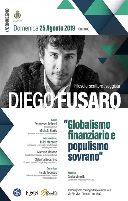 Domenica si parla di globalismo e populismo col filosofo Diego Fusaro