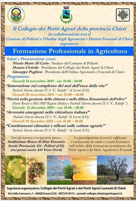 Formazione professionale in agricoltura, il corso di aggiornamento a Pollutri