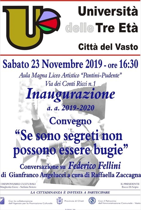 Gianfranco Angelucci, collaboratore di Fellini, all’evento targato Unitre Vasto