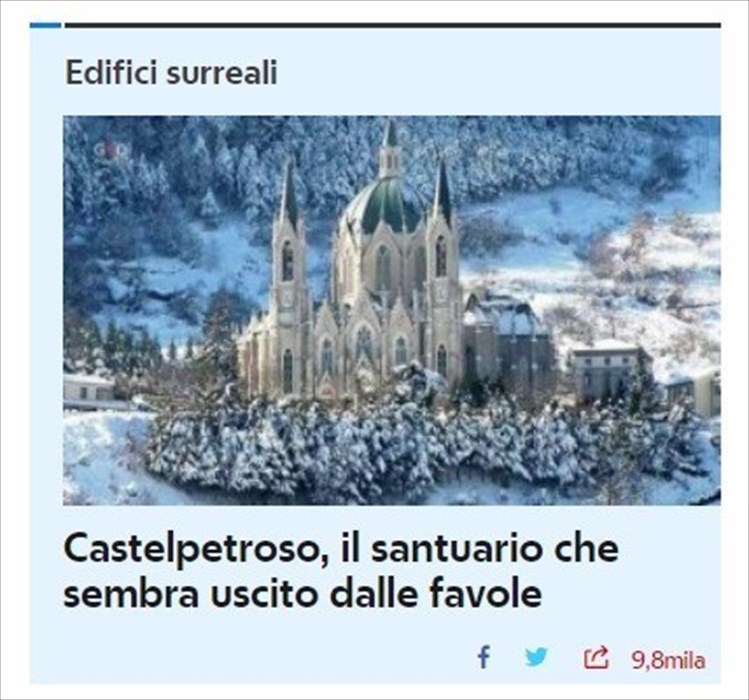 Basilica di Castelpetroso, per Repubblica è «Un castello fuori posto»