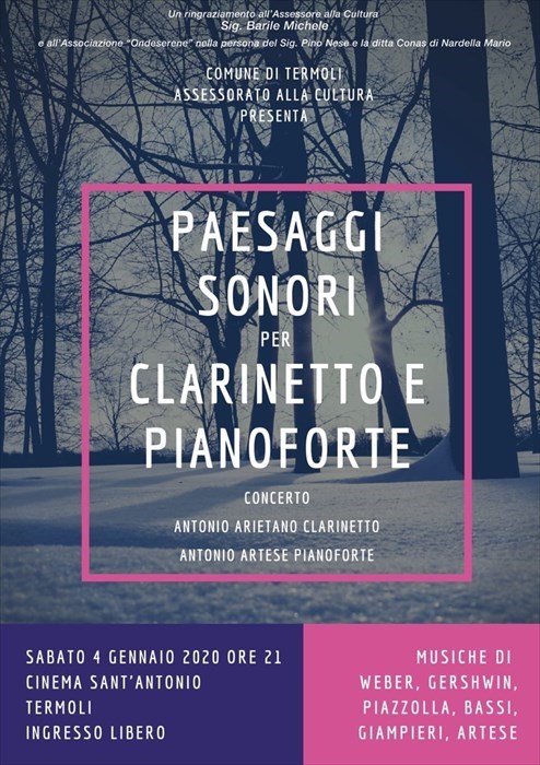 Paesaggi Sonori per clarinetto e pianoforte: sul palco Artese e Arietano