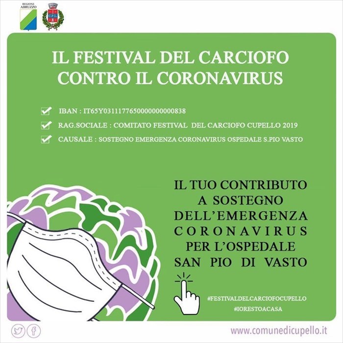 Coronavirus: annullato il Festival del Carciofo 2020, avviata raccolta fondi per il San Pio