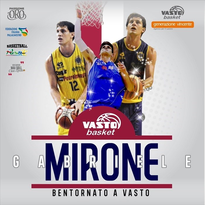 Dopo 5 anni Gabriele Mirone torna alla Vasto Basket