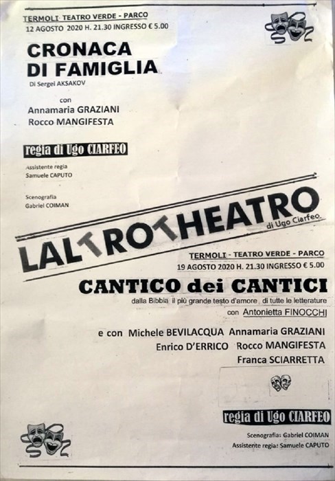 ​Laltrotheatro di Ugo Ciarfeo al Teatro verde con due spettacoli.