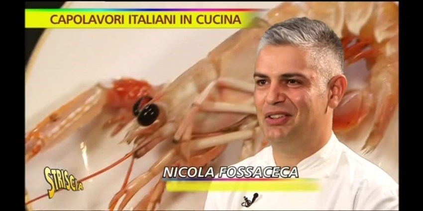 Nicola Fossaceca con il suo brodetto ospite a "Striscia la Notizia"